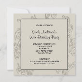 白黒スワール女性50th誕生日パーティー 招待状 (裏面)