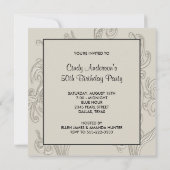 白黒スワール女性50th誕生日パーティー 招待状 (裏面)