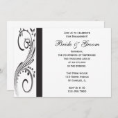 白黒スワール婚約パーティ 招待状 (正面/裏面)