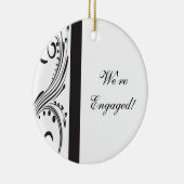 白黒スワール婚約ラウンドオーナメント セラミックオーナメント (右)