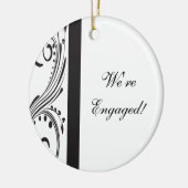 白黒スワール婚約ラウンドオーナメント セラミックオーナメント (左)