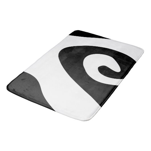 白黒スワール波 バスマット (アングル)
