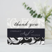白黒スワール結婚のサンキューカード サンキューカード (スタンド正面)