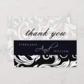 白黒スワール結婚のサンキューカード サンキューカード (正面/裏面)