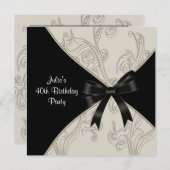 白黒スワール40th誕生日パーティの招待状 招待状 (正面/裏面)
