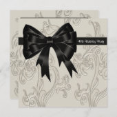 白黒スワール40th誕生日パーティー 招待状 (正面/裏面)