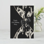 白黒スワール50th誕生日パーティーへの招待 招待状 (スタンド正面)