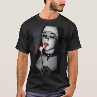 白黒セクシーヌン喫煙たばこ Tシャツ