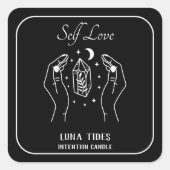 白黒セルフラブ意図キャンドルラベル スクエアシール (正面)