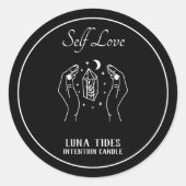 白黒セルフラブ意図キャンドルラベル ラウンドシール (正面)