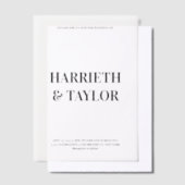 白黒センタリングはっきりしたモノグラム結婚ズ ベラム紙招待状 (オフセット)