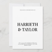 白黒センタリングはっきりしたモノグラム結婚ズ 招待状 (正面)