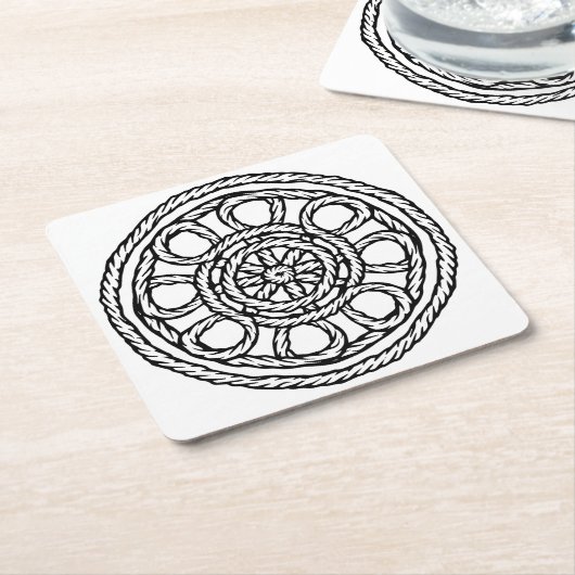 白黒セーリングをテーマにした紙コースター スクエアペーパーコースター (アングル)