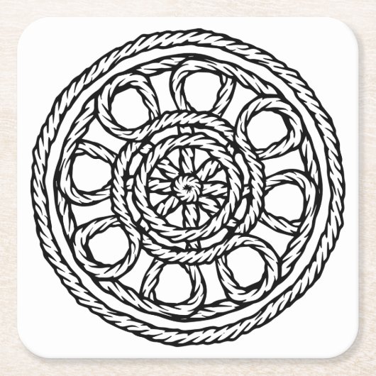 白黒セーリングをテーマにした紙コースター スクエアペーパーコースター (正面)