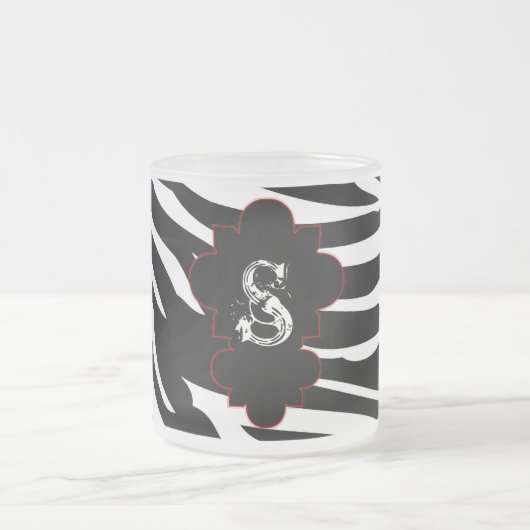 白黒ゼブラすりガラスのコーヒーマグカップ フロストグラスマグカップ (中央)