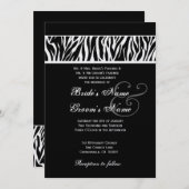 白黒ゼブラのメタ結婚リック紙 招待状 (正面/裏面)