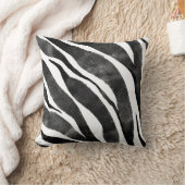 白黒ゼブラアニマルプリント クッション (ブランケット)