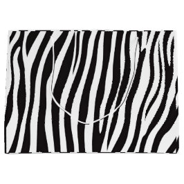 白黒ゼブラアニマルプリント ラージペーパーバッグ