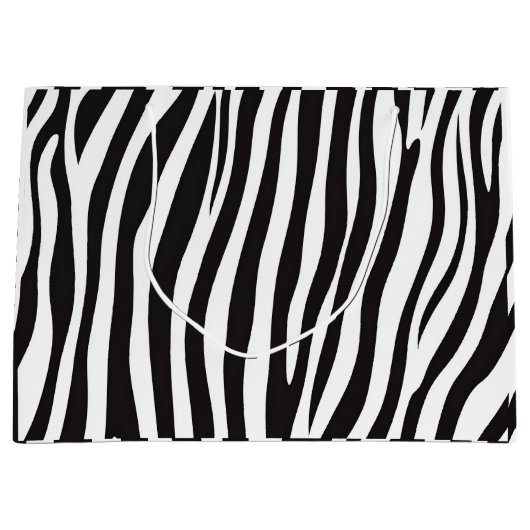 白黒ゼブラアニマルプリント ラージペーパーバッグ (正面)
