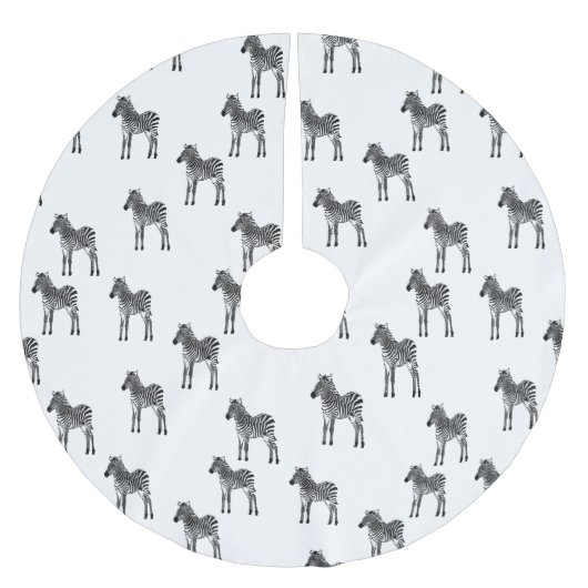 白黒ゼブラスクリスマス ブラッシュドポリエステルツリースカート (正面)