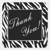 白黒ゼブラストライプありがとう スクエアシール (正面)