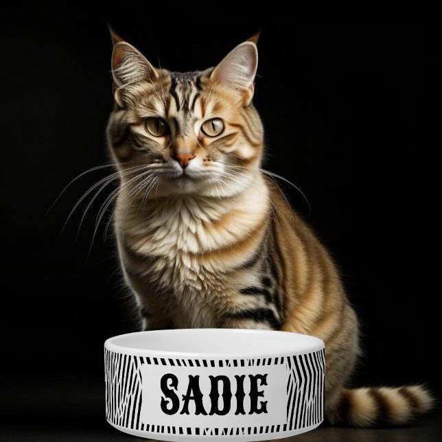 白黒ゼブラストライプペット ボウル (クリエイターアップロード済み)