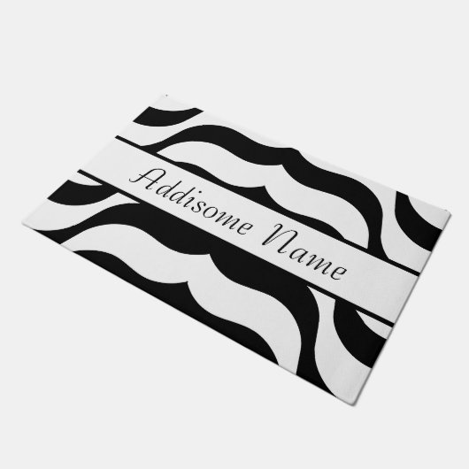 白黒ゼブラストライプ模様モダン枕 ドアマット (アングル)