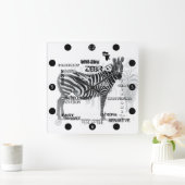 白黒ゼブラスユニークタイポグラフィ スクエア壁時計 (ホーム)
