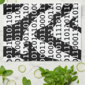 白黒ゼブラバイナリコード キッチンタオル (折り畳み)