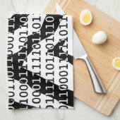 白黒ゼブラバイナリコード キッチンタオル (四つ折り)