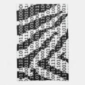 白黒ゼブラバイナリコード キッチンタオル (縦)