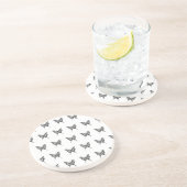 白黒ゼブラバタフライインクスケッチパターン コースター (側面)