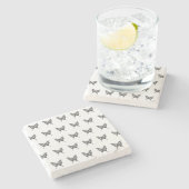 白黒ゼブラバタフライインクスケッチパターン ストーンコースター (横)