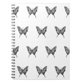 白黒ゼブラバタフライインクスケッチパターン ノートブック