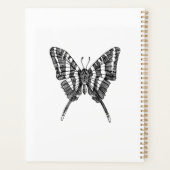 白黒ゼブラバタフライインクスケッチパターン プランナー手帳 (裏面)