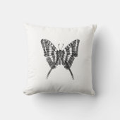 白黒ゼブラバタフライインクスケッチ クッション (正面)