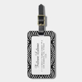 白黒ゼブラパターンカスタマイズ ラゲッジタグ (正面縦)