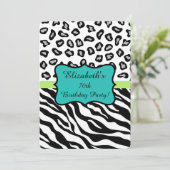 白黒ゼブラヒョウ皮70thバースデーパーティー 招待状 (スタンド正面)