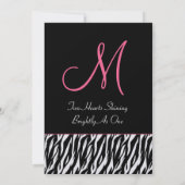 白黒ゼブラピンクアクセントズメタ結婚リック 招待状 (裏面)