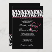 白黒ゼブラピンクアクセントズメタ結婚リック 招待状 (正面/裏面)