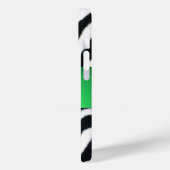 白黒ゼブラファーエメラルドグリーンジェムモノグラム Case-Mate iPhoneケース (裏面 / 左)
