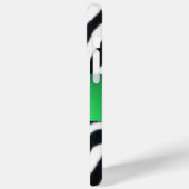 白黒ゼブラファーエメラルドグリーンジェムモノグラム Case-Mate iPhoneケース (裏面 / 左)