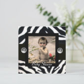 白黒ゼブラファーモノグラム写真テンプレート 招待状 (スタンド正面)