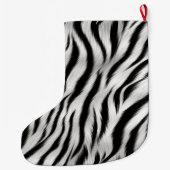 白黒ゼブラプリント動物サファリ ラージクリスマスストッキング (裏面)