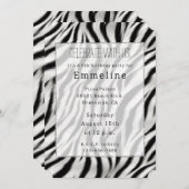 白黒ゼブラプリント動物 招待状 (正面/裏面)