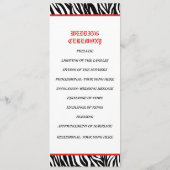 白黒ゼブラプリント、赤い宝石のウェディングプログラム プログラム (裏面)