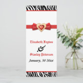 白黒ゼブラプリント、赤い宝石のウェディングプログラム プログラム (スタンド正面)