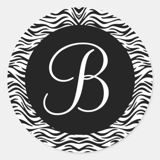 白黒ゼブラモノグラム結婚のV02 ラウンドシール (正面)