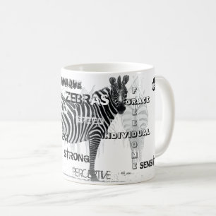 白黒ゼブラユニークスタイポグラフィ コーヒーマグカップ
