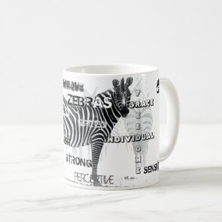 白黒ゼブラユニークスタイポグラフィ コーヒーマグカップ